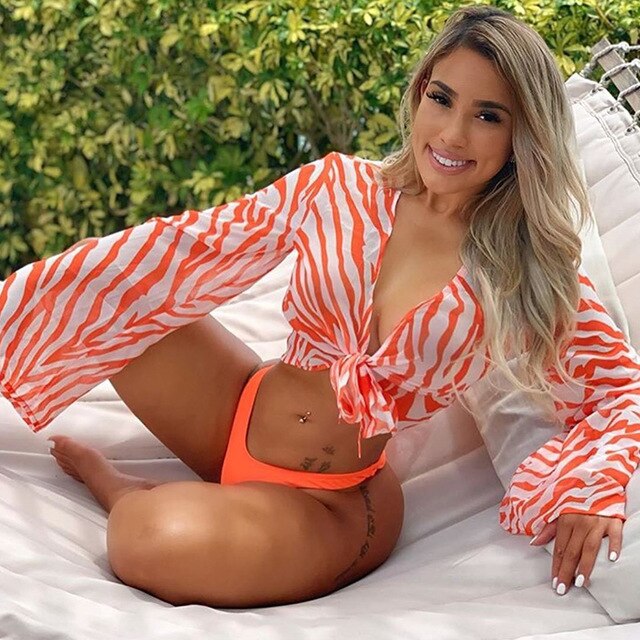 Three Piece Brazilian Bell Sleeve Bikini