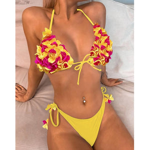 Sexy Flowers Print Bikini Set