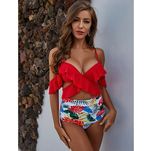 Ruffle Off-Shoulder Bikini Swimwear