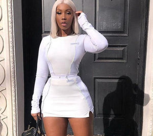 Casual Fashion Reflective Striped Two Piece Outfit