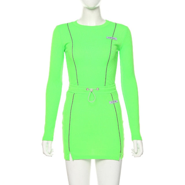 Casual Fashion Reflective Striped Two Piece Outfit
