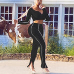 Reflective Striped Patchwork Fitness Tracksuit