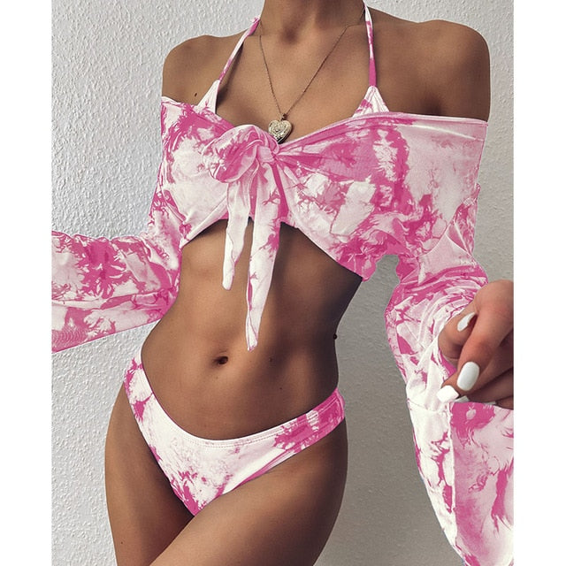 Sexy Three-Piece Long Sleeve Bikini