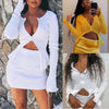 Winter 2 Piece Casual Double Zipper Skirt Suit