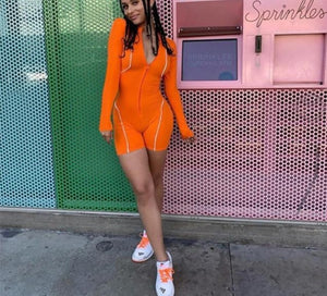 Full Sleeve Reflective Patchwork Playsuit