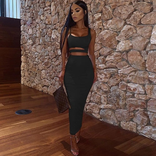 Sexy Hollow Out Two Piece Outfit