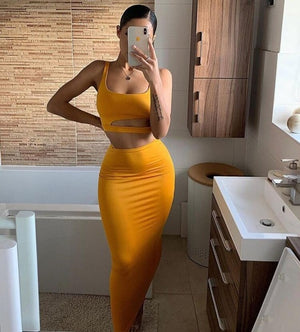 Sexy Hollow Out Two Piece Outfit