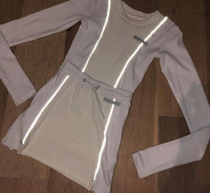 Reflective Striped Patchwork Two Pieces Set