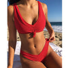 Sexy Knotted Deep V Swimsuit