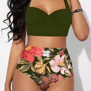 Bohemian Sunflower-Print Two-Piece Swimsuit