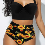 Bohemian Sunflower-Print Two-Piece Swimsuit