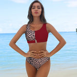 Leaf-Print Bandeau Push Up Bikini Set