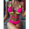 Contrast Color Bandage Bikini Set